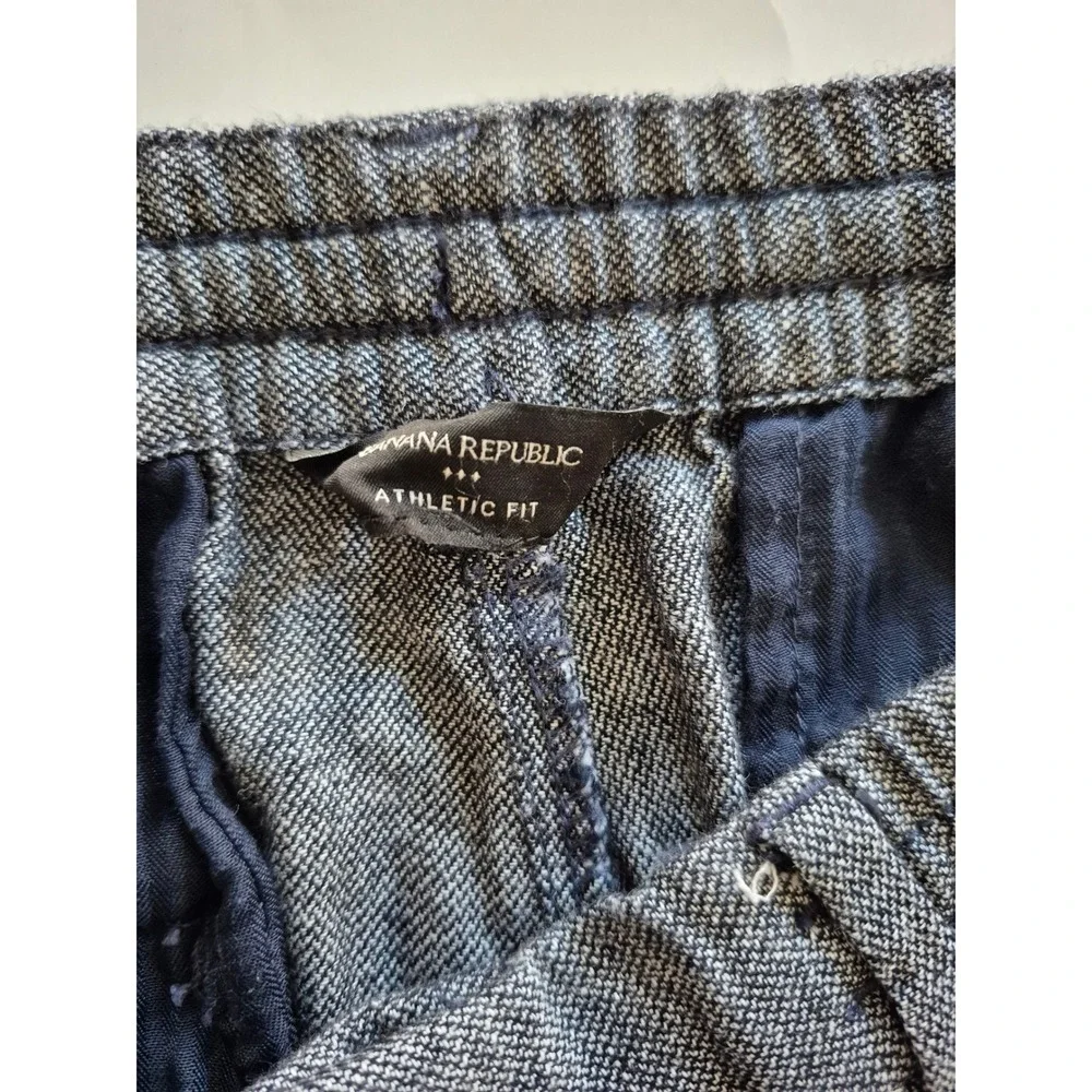 Banana Republic Athletic Fit Linen Cotton Pants Navy Blue Mens 32x32 S/583343-02